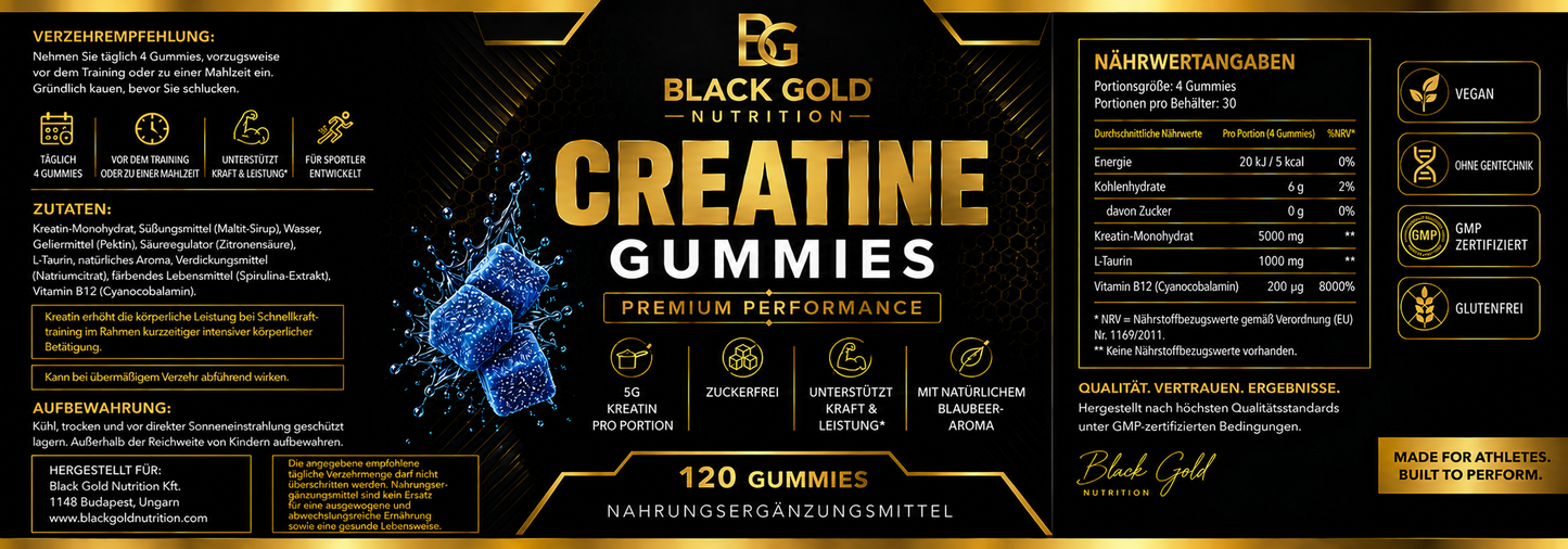 BlackGold Creatine Gummies – Prémium kreatin gumicukor
